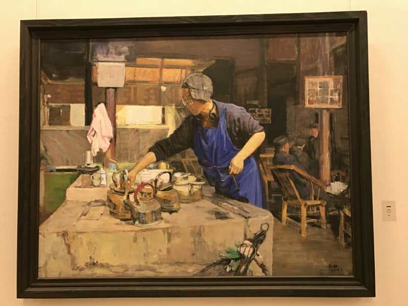 重磅|著名油画家刘勐老师作品《老茶馆》入选"中国精神–第四届中国