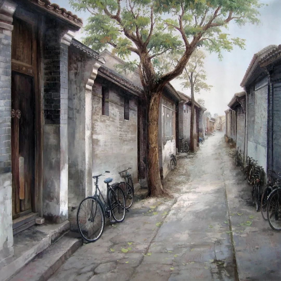 《北京胡同》100×100cm 布面油画 2008年